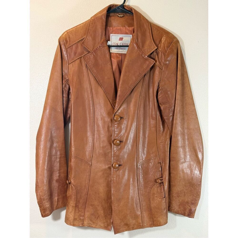 Vintage Crae Carlyle 100% Leather Sports Coat Blazer Women's Jacket Size 42 (L)
